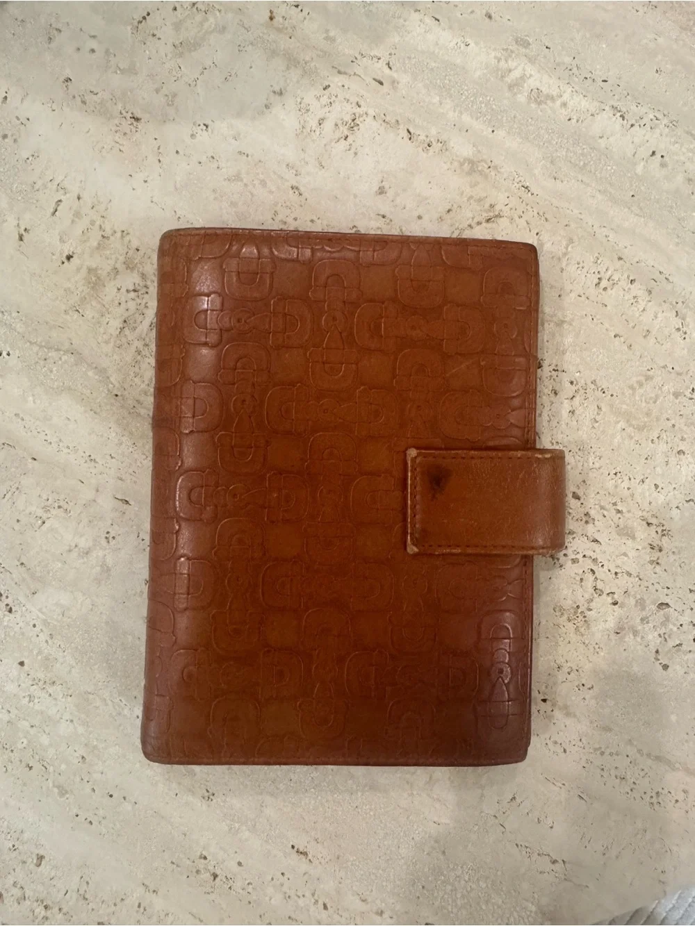 Gucci Cognac Leather Planner with Embossed Monogram